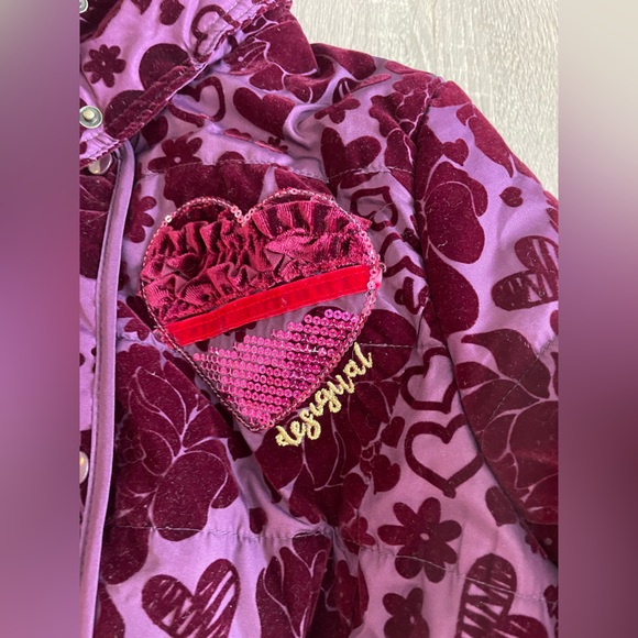 DESIGUAL Youth Designer Purple & Maroon Ombre Jacket Belted Hooded Trench 13/14 - Picture 14 of 15